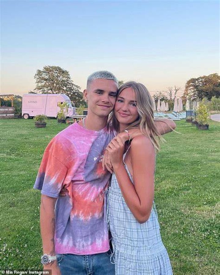 Happy couple:&nbsp;Romeo Beckham looked more loved-up than ever as he cosied up to girlfriend Mia Regan in new snaps from their recent countryside getaway